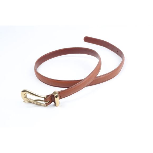 Coach Brown Leather Skinny Belt Handcrafted Cowhide Gold Buckle Women Size L - Picture 9 of 13